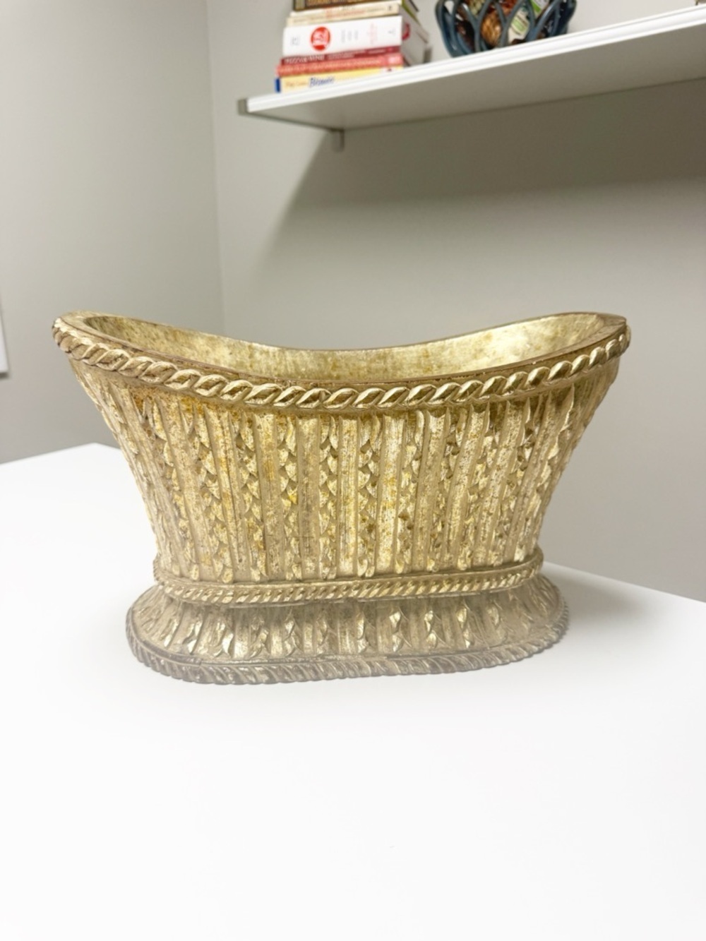Vintage John Richard Gold Planter Hollywood Regency Oval - Picture 2 of 8